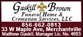Gaskill-Brown Funeral Home Sponsorship Banner